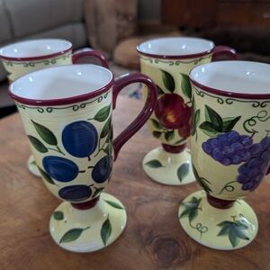 NWT Sonoma Fruit Ceramic Coffee Goblet Set